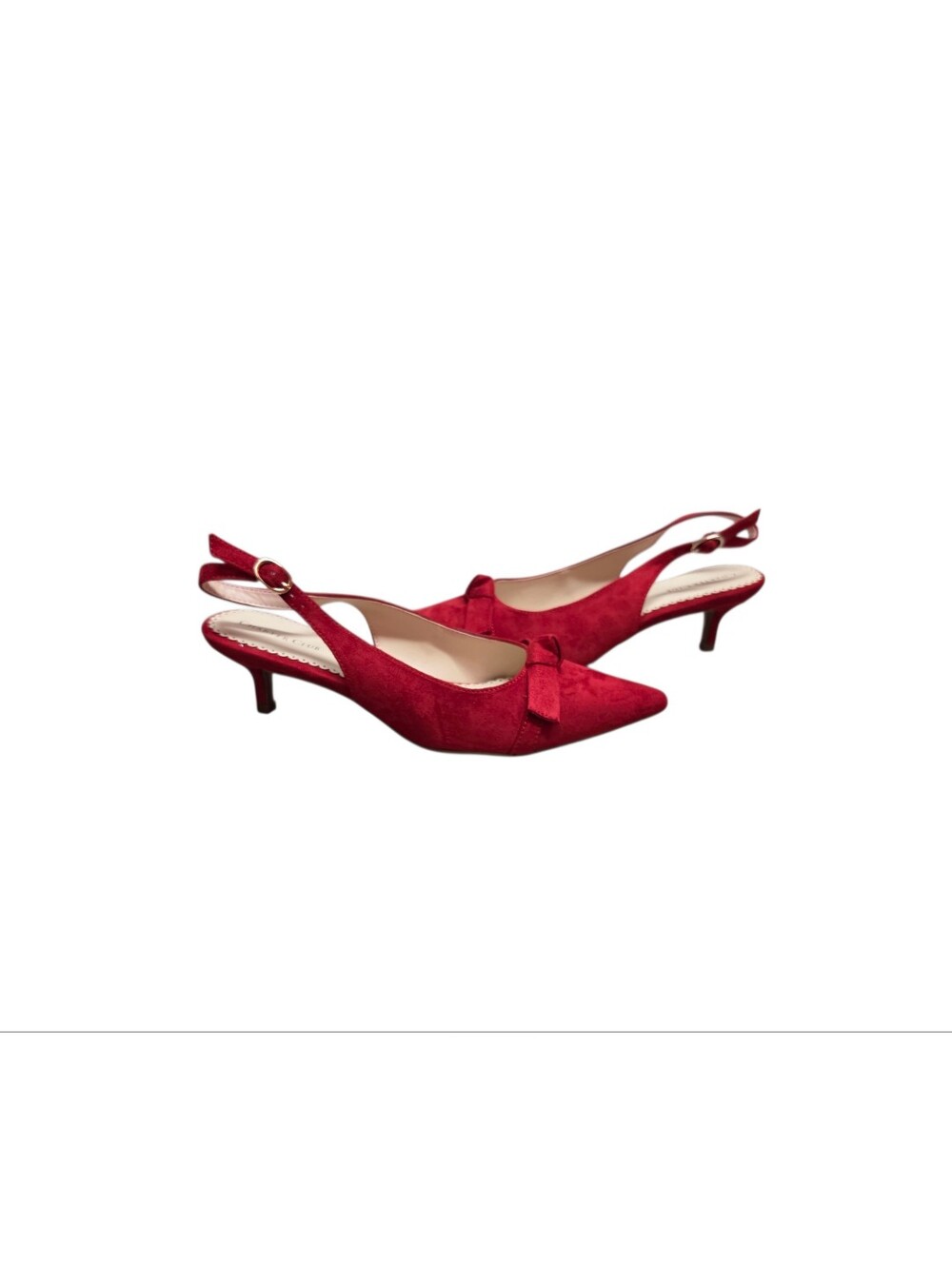 Charter Club Giavanna Red Suede Slingback Kitten Heel with Bow Accent NIB